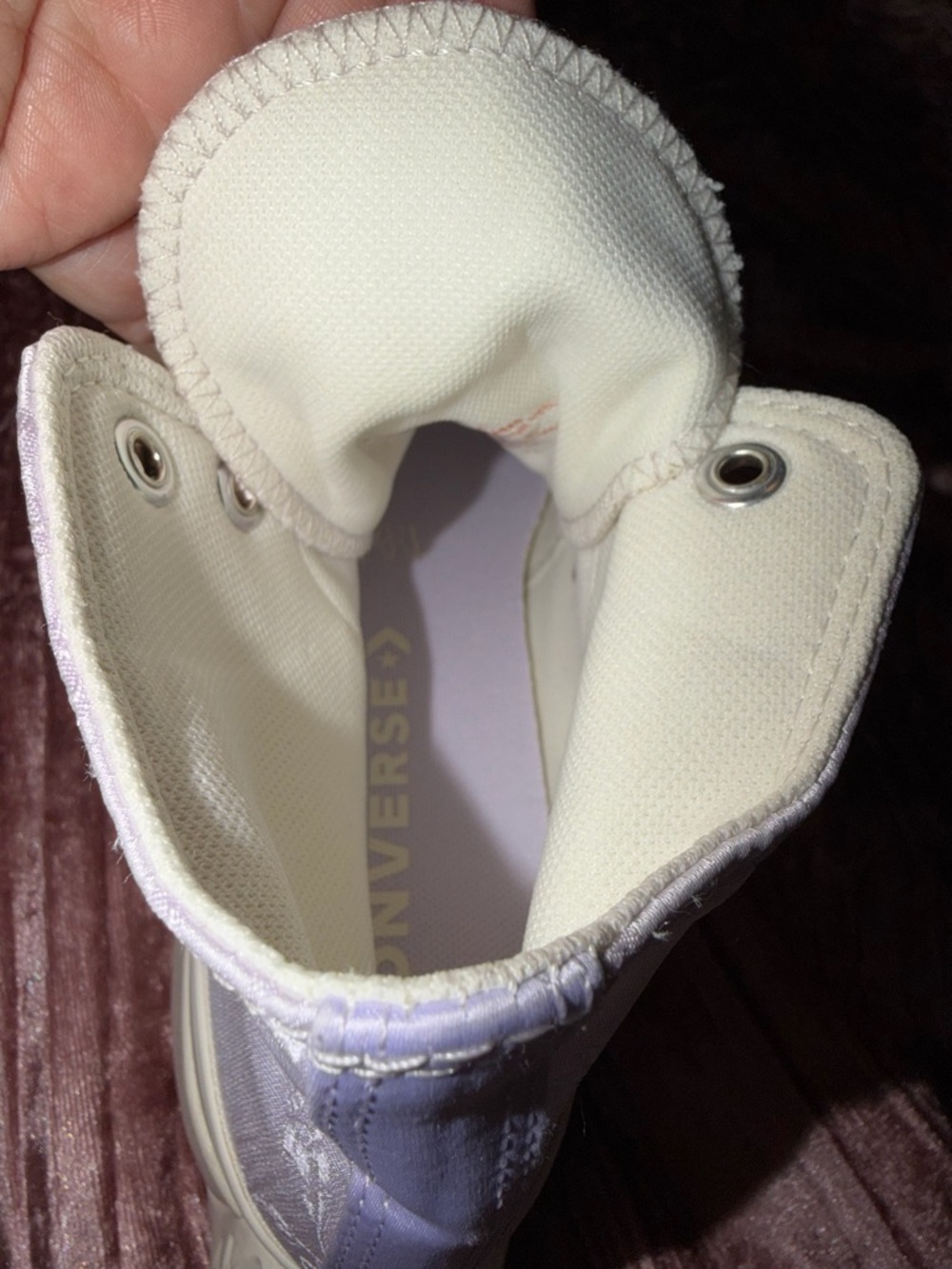 Brand new! One of a kind Converse High Top Sneakers in Lavender & Cream - Picture 5 of 10